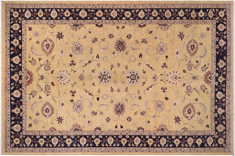 handmade Traditional Kafkaz Gold Blue Hand Knotted RECTANGLE 100% WOOL area rug 12x17