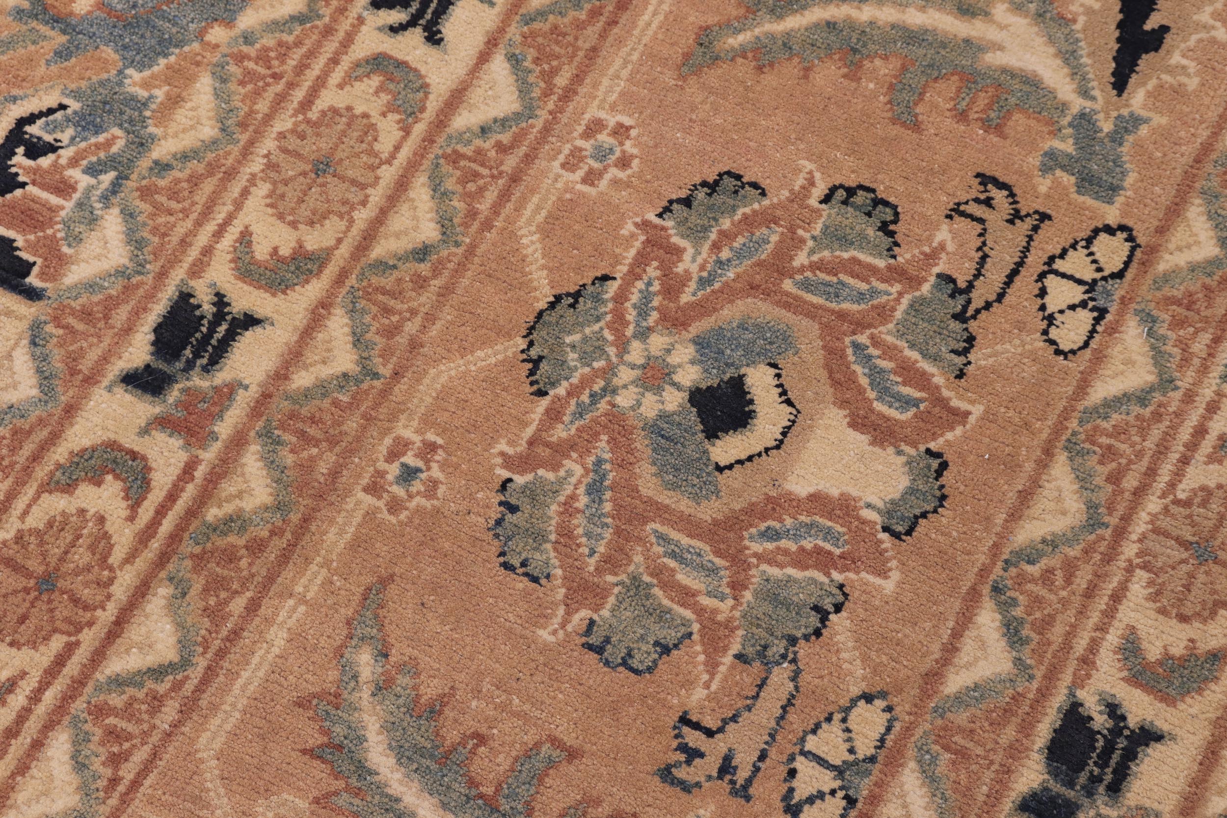 handmade Traditional Kafkaz Ivory Orange Hand Knotted RECTANGLE 100% WOOL area rug 13x17