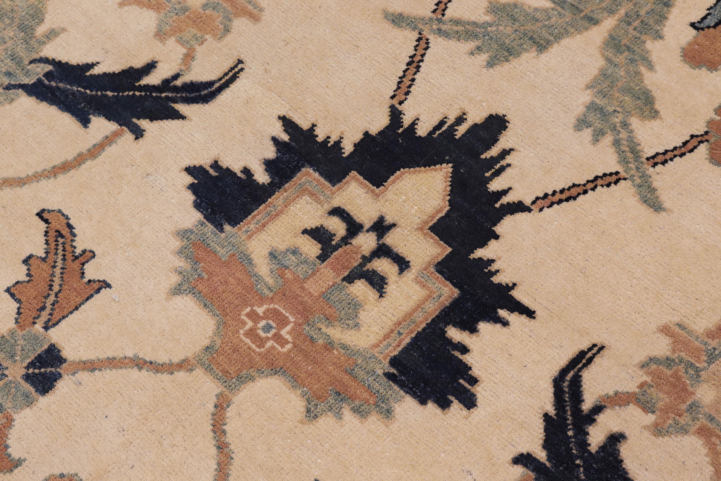 handmade Traditional Kafkaz Ivory Orange Hand Knotted RECTANGLE 100% WOOL area rug 13x17