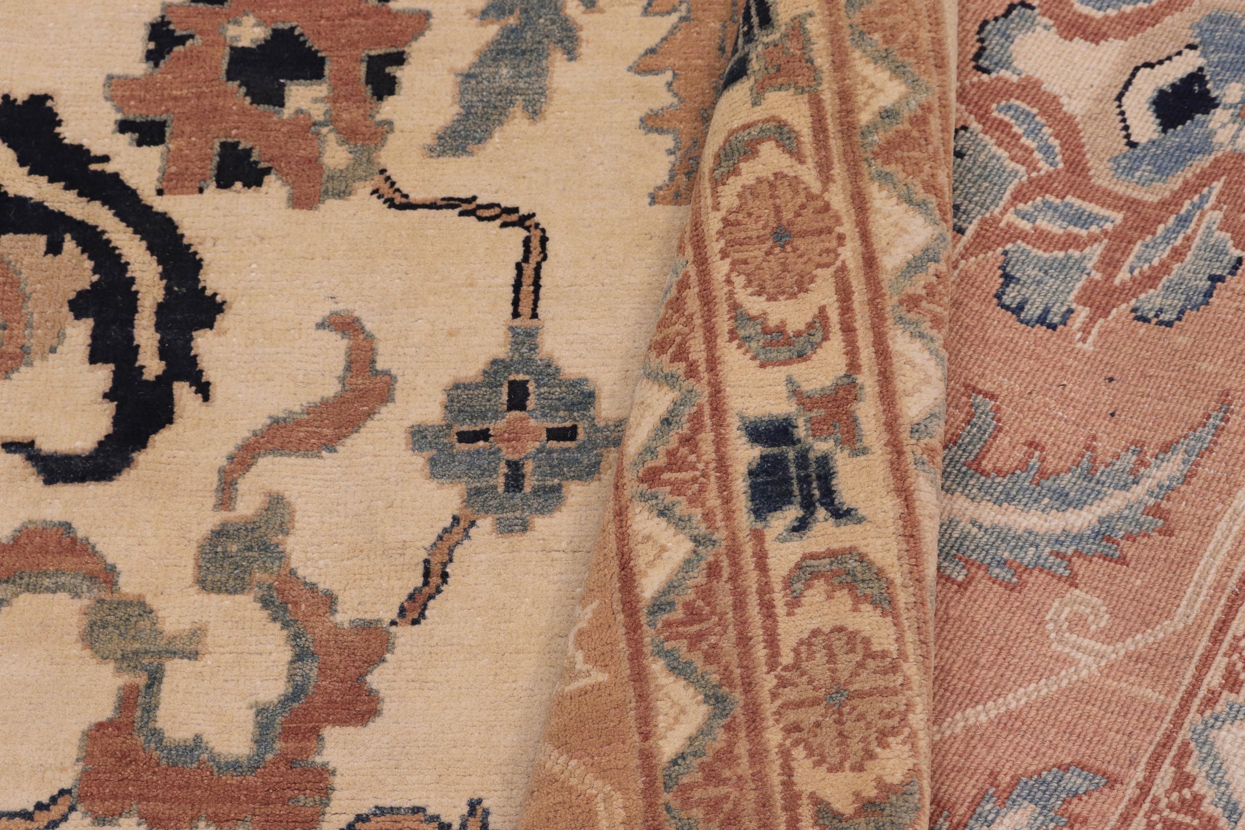 handmade Traditional Kafkaz Ivory Orange Hand Knotted RECTANGLE 100% WOOL area rug 13x17