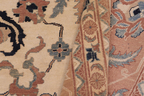 handmade Traditional Kafkaz Ivory Orange Hand Knotted RECTANGLE 100% WOOL area rug 13x17