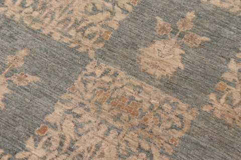 handmade Modern Kafkaz Lt. Blue Gold Hand Knotted RECTANGLE 100% WOOL area rug 12' x 17'