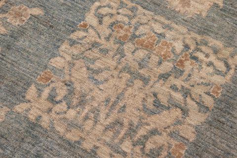 handmade Modern Kafkaz Lt. Blue Gold Hand Knotted RECTANGLE 100% WOOL area rug 12' x 17'