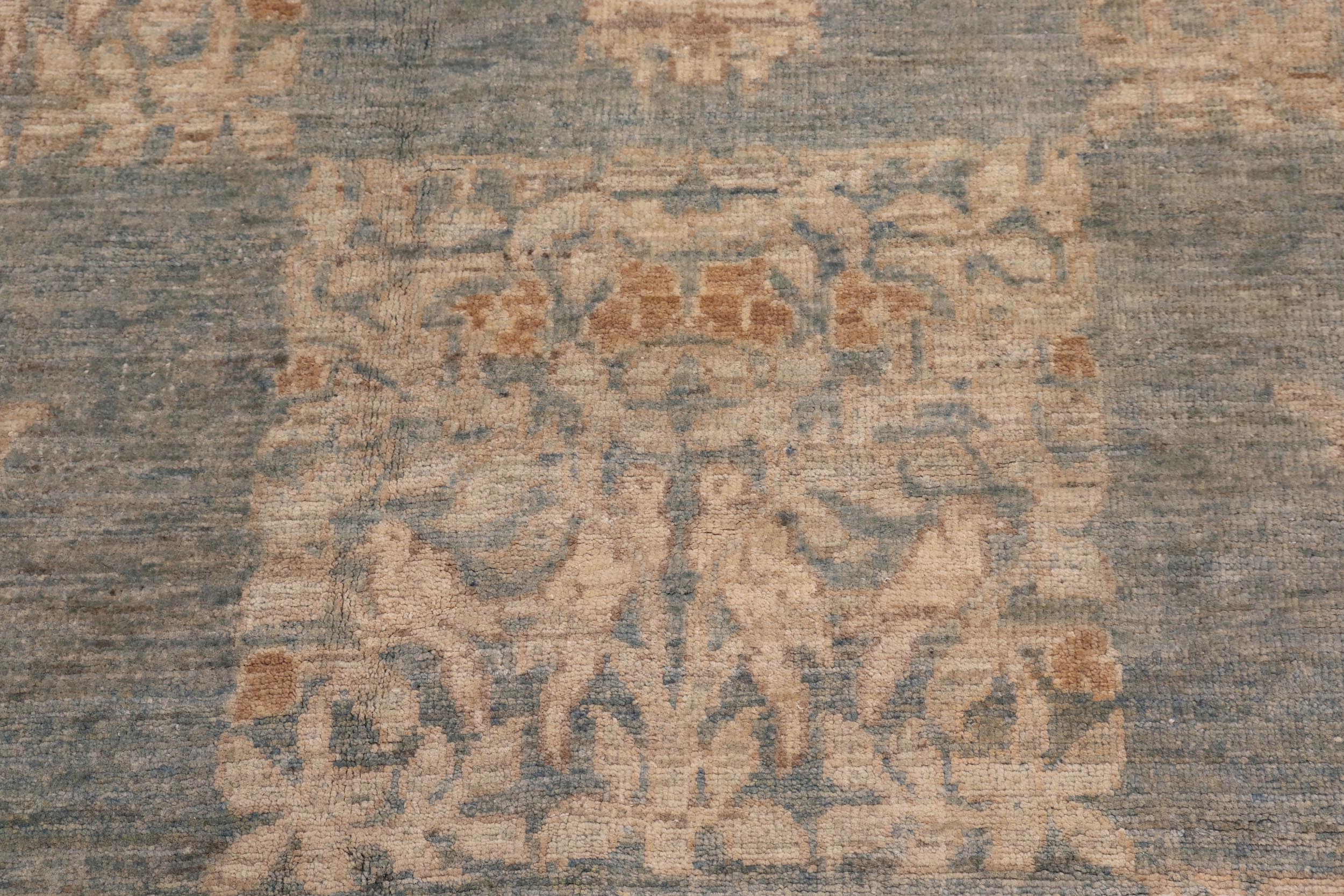 handmade Modern Kafkaz Lt. Blue Gold Hand Knotted RECTANGLE 100% WOOL area rug 12' x 17'