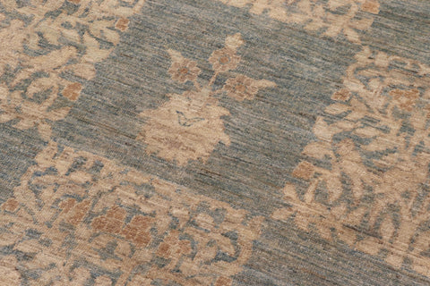 handmade Modern Kafkaz Lt. Blue Gold Hand Knotted RECTANGLE 100% WOOL area rug 12' x 17'