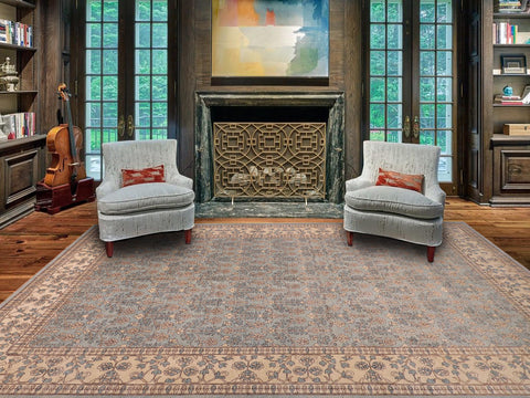 handmade Transitional Kafkaz Lt. Green Lt. Green Hand Knotted RECTANGLE 100% WOOL area rug 12' x 18'