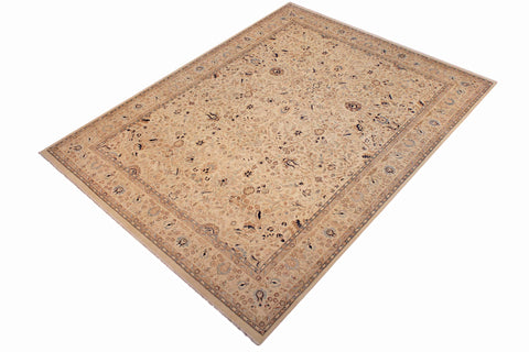 handmade Transitional Tabriz Taupe Blue Hand Knotted RECTANGLE 100% WOOL area rug 9x12