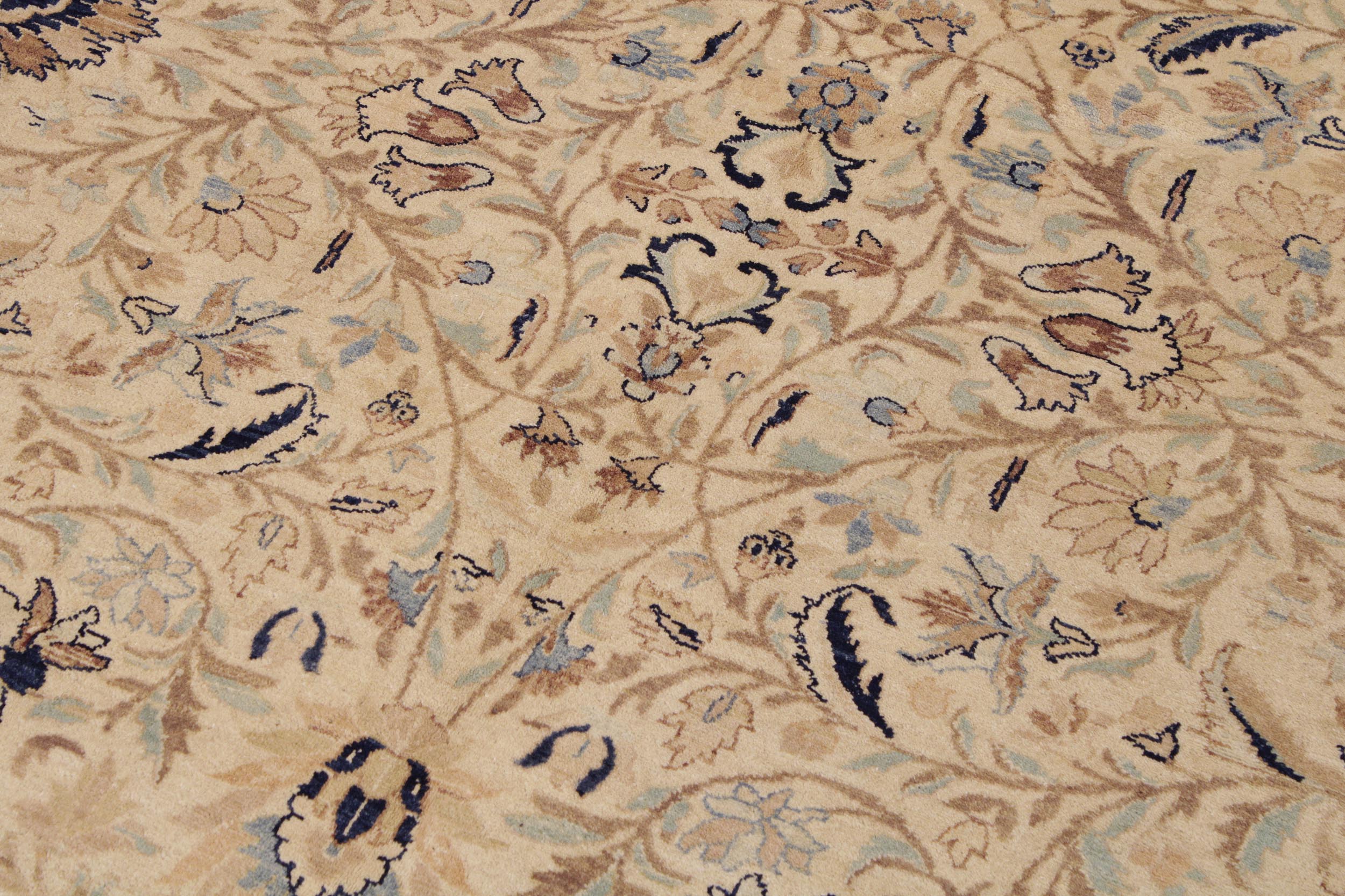 handmade Transitional Tabriz Taupe Blue Hand Knotted RECTANGLE 100% WOOL area rug 9 x 12