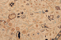 Vintage Persian Tabriz Taunya Taupe/Blue Wool Rug - 9'1'' x 12'1''