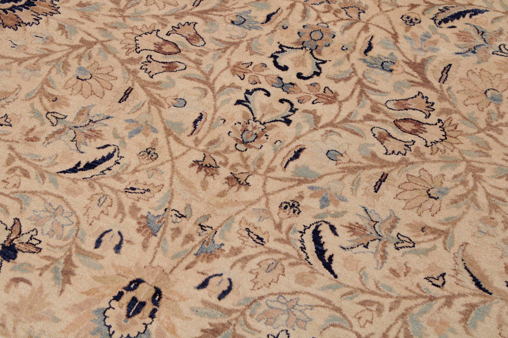 handmade Transitional Tabriz Taupe Blue Hand Knotted RECTANGLE 100% WOOL area rug 9x12