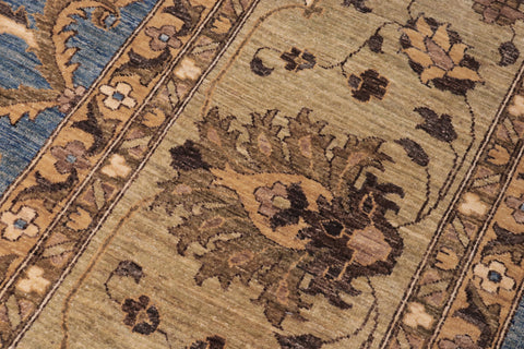 handmade Traditional Kafkaz Lt. Blue Lt. Tan Hand-Woven RECTANGLE 100% WOOL area rug 12x15