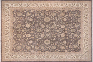 12x14 hand knotted Ziegler wool rug in brown and ivory - Oriental Ziegler Dayle