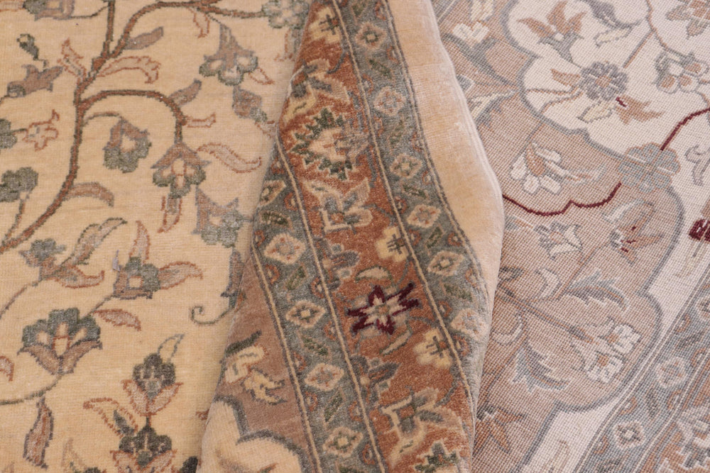 handmade Traditional Design Ivory Tan Hand Knotted RECTANGLE 100% WOOL area rug 12' x 18'