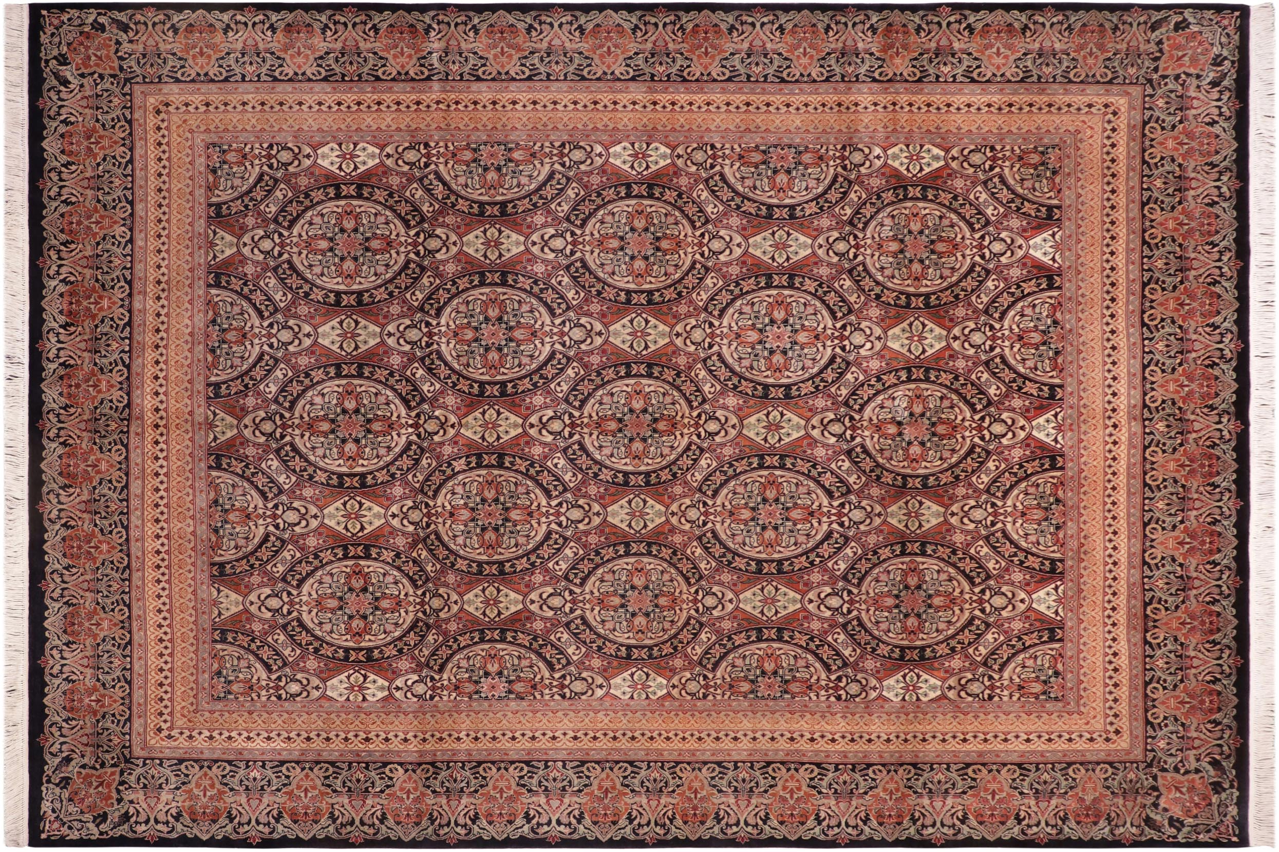 handmade Transitional Paracha Black Gold Hand Knotted RECTANGLE 100% WOOL area rug 8x10