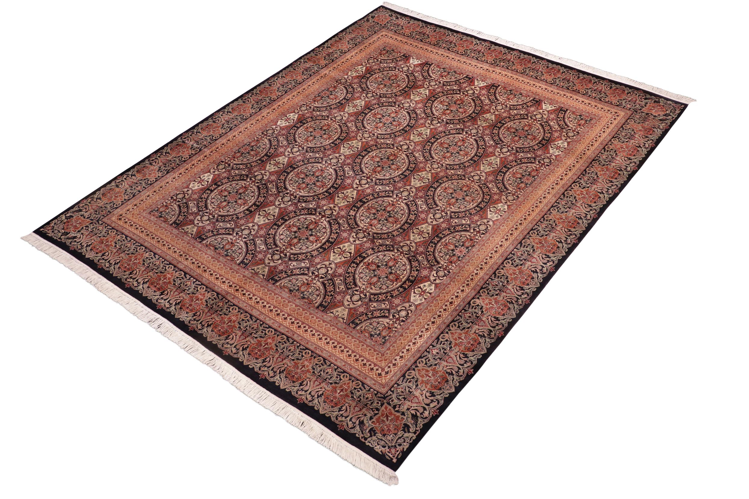 handmade Transitional Paracha Black Gold Hand Knotted RECTANGLE 100% WOOL area rug 8x10