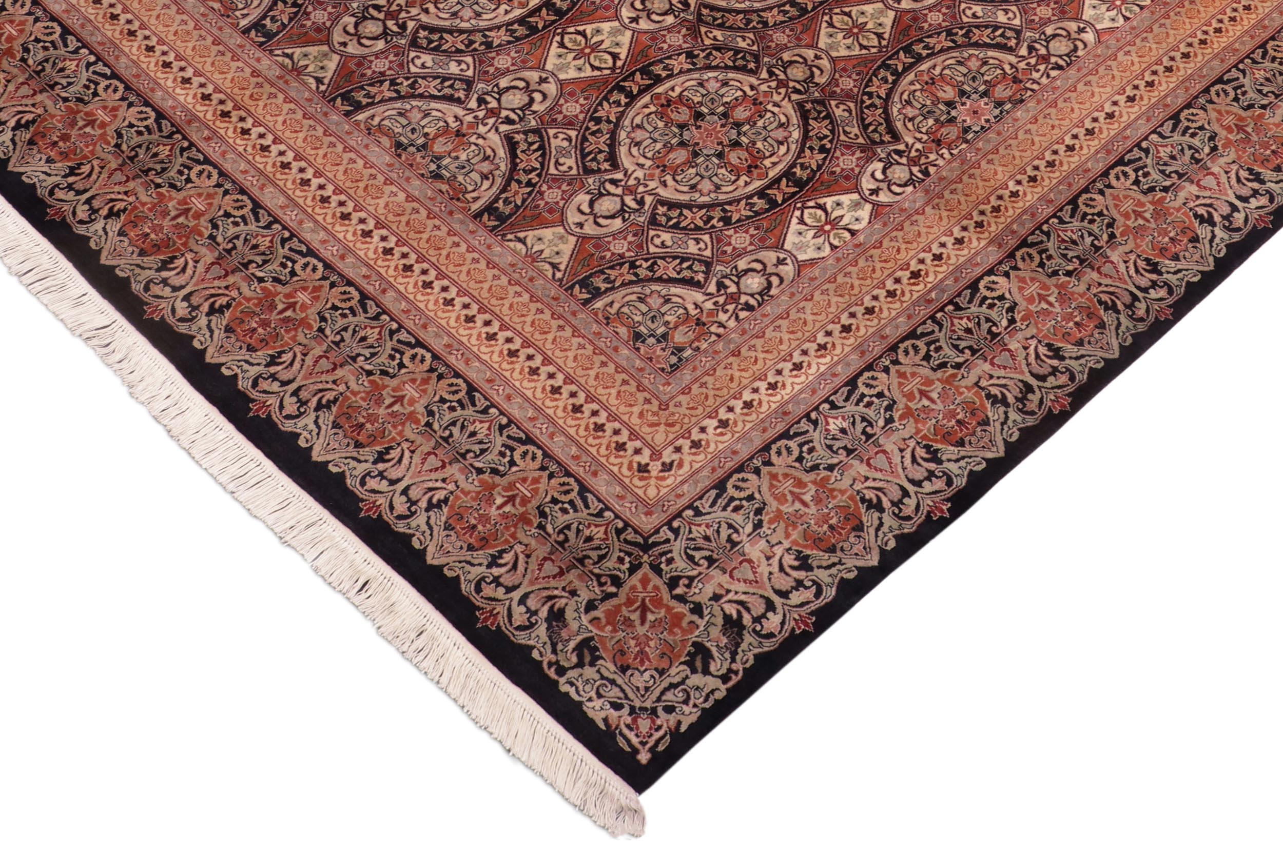 handmade Transitional Paracha Black Gold Hand Knotted RECTANGLE 100% WOOL area rug 8x10