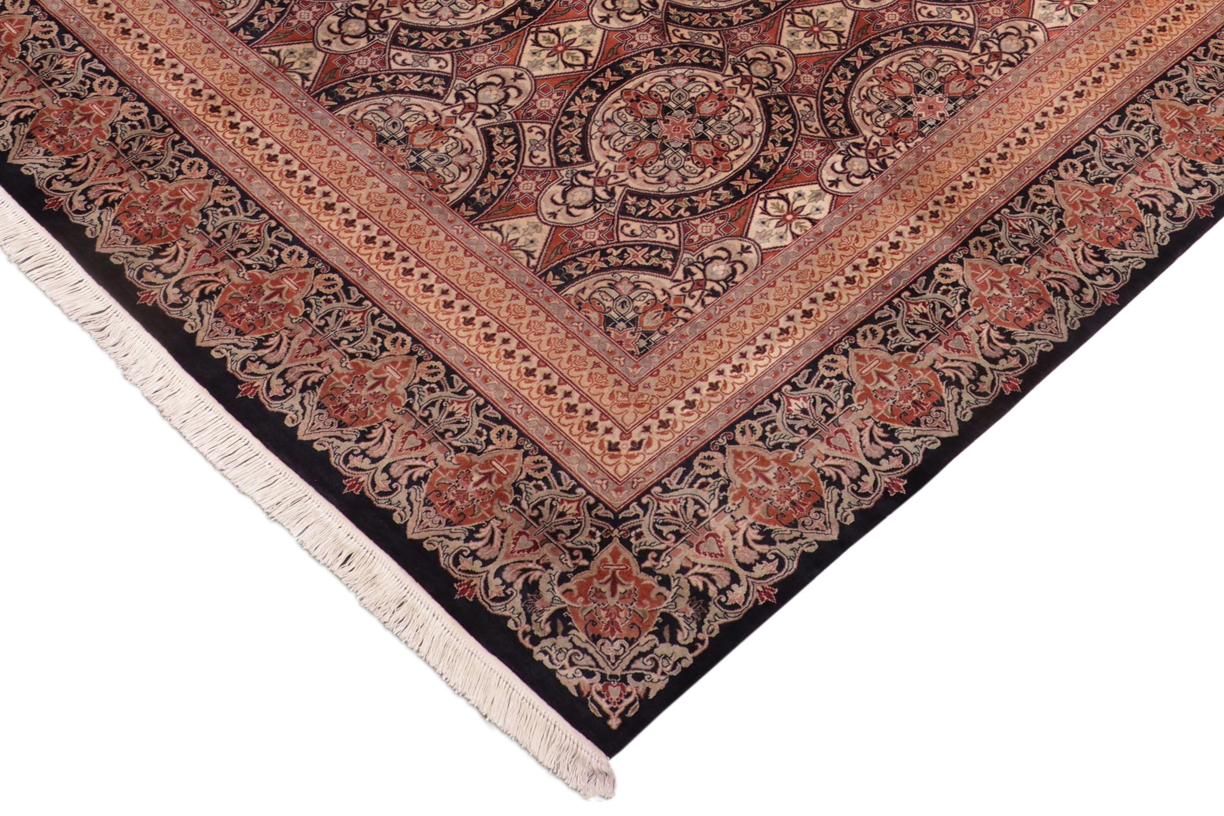 handmade Transitional Paracha Black Gold Hand Knotted RECTANGLE 100% WOOL area rug 8x10