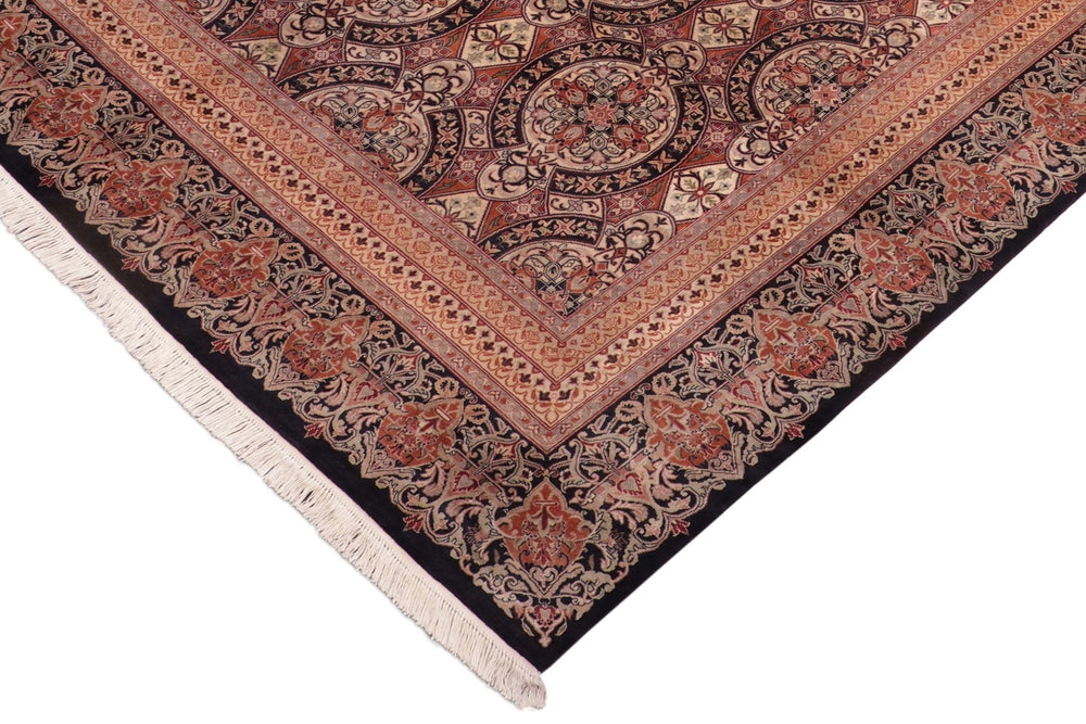 handmade Transitional Paracha Black Gold Hand Knotted RECTANGLE 100% WOOL area rug 8x10