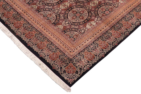 handmade Transitional Paracha Black Gold Hand Knotted RECTANGLE 100% WOOL area rug 8x10