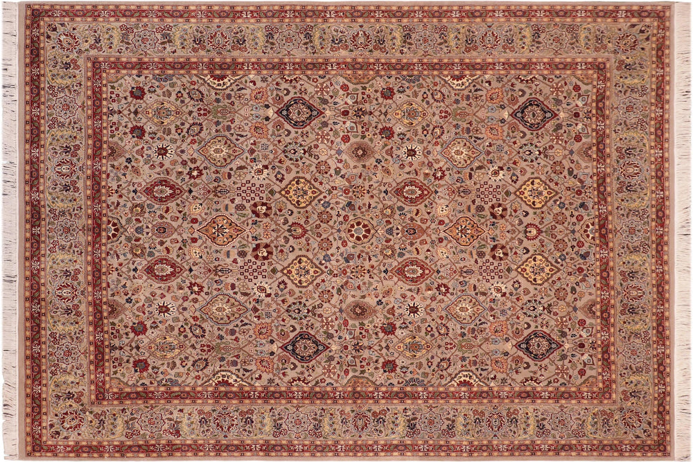 handmade Traditional Tabriz Gray Red Hand Knotted RECTANGLE 100% WOOL area rug 8x10