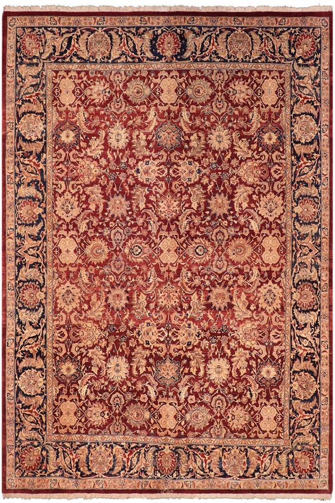Traditional Agra Sindy Drk. Red Blue Hand Knotted Area rugs 8 x 10