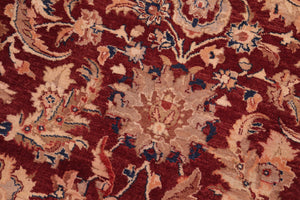 handmade Transitional Agra Drk. Red Blue Hand Knotted RECTANGLE 100% WOOL area rug 8x10