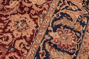 handmade Transitional Agra Drk. Red Blue Hand Knotted RECTANGLE 100% WOOL area rug 8x10