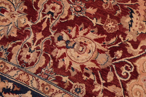 handmade Transitional Agra Drk. Red Blue Hand Knotted RECTANGLE 100% WOOL area rug 8x10