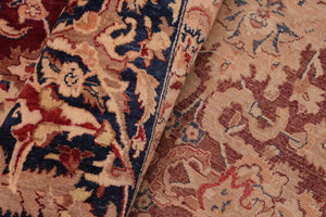 handmade Transitional Agra Drk. Red Blue Hand Knotted RECTANGLE 100% WOOL area rug 8x10