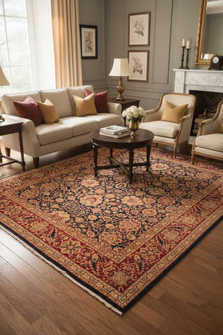 handmade Transitional Mahal Lt. Green Lt. Gray Hand Knotted RECTANGLE 100% WOOL area rug 8x10
