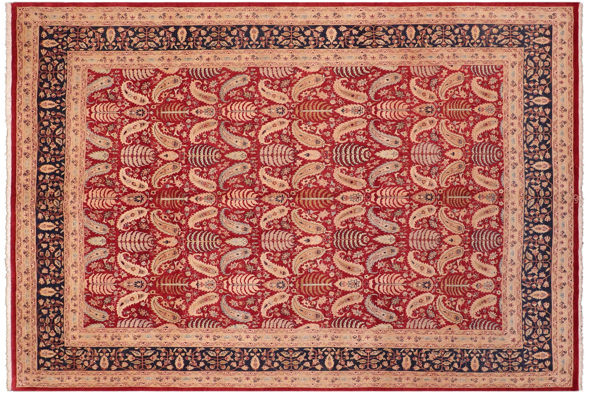 handmade Transitional Sarook Red Blue Hand Knotted RECTANGLE 100% WOOL area rug 8x10