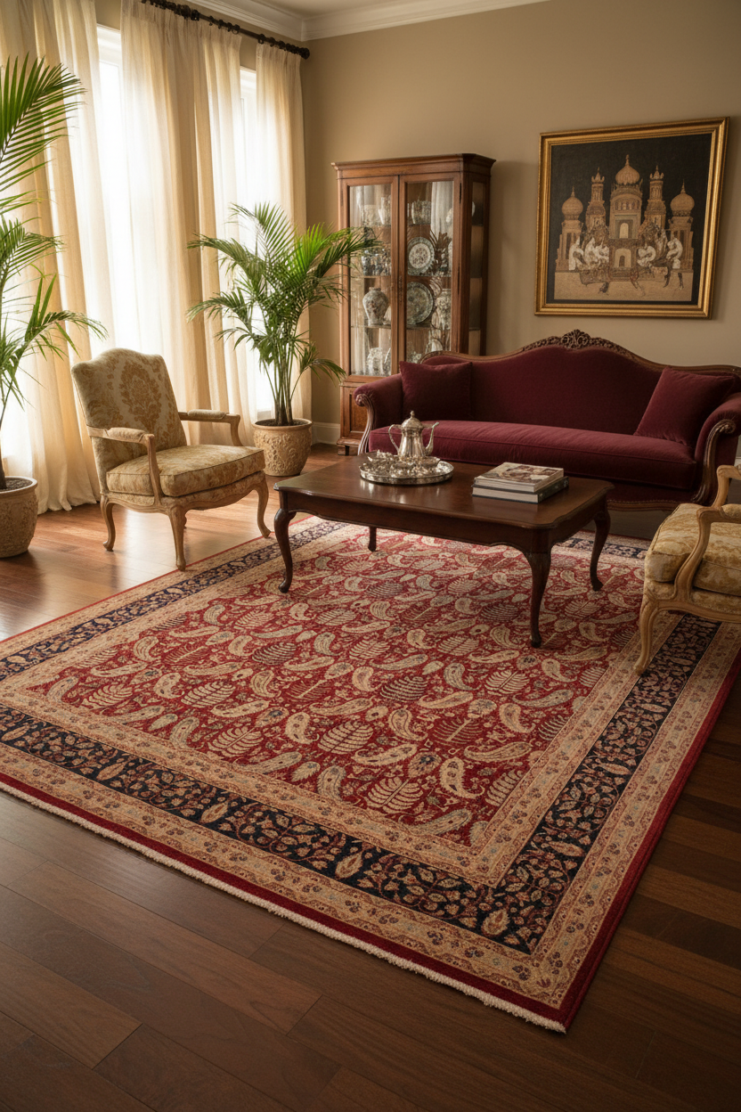 handmade Transitional Sarook Red Blue Hand Knotted RECTANGLE 100% WOOL area rug 8x10