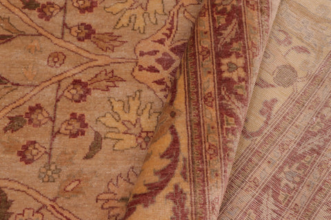 handmade Traditional Tabriz Lt. Gold Lt. Brown Hand Knotted RECTANGLE 100% WOOL area rug 9 x 12