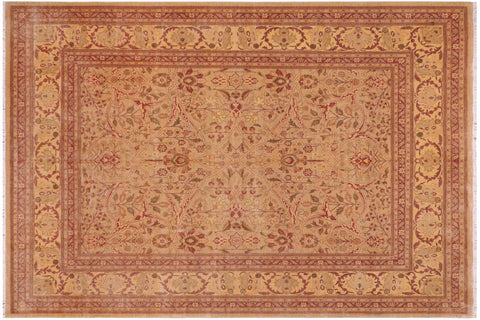 handmade Traditional Tabriz Lt. Gold Lt. Brown Hand Knotted RECTANGLE 100% WOOL area rug 9 x 12