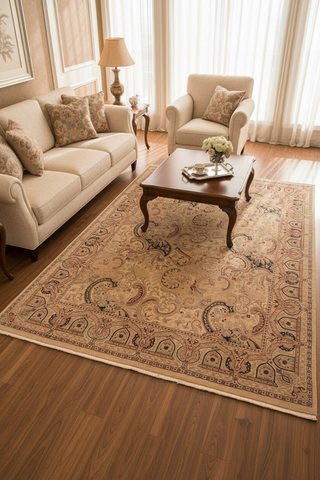 handmade Transitional  Ivory Ivory Hand Knotted RECTANGLE 100% WOOL area rug 8x10