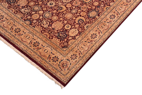 handmade Transitional Tabriz Aubergine Lt. Brown Hand Knotted RECTANGLE 100% WOOL area rug 8x10