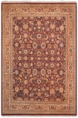 Traditional Tabriz Kellee Aubergine Lt. Brown Hand Knotted Area rugs 8 x 10