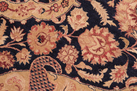 handmade Traditional Agra Drk. Blue Gold Hand Knotted RECTANGLE 100% WOOL area rug 8x10