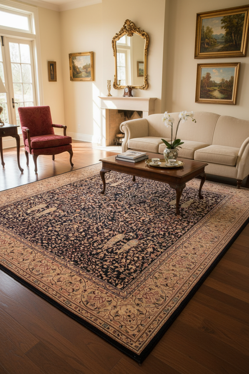 handmade Transitional Kirman Blue Gold Hand Knotted RECTANGLE 100% WOOL area rug 8x10