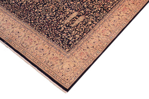 handmade Transitional Kirman Blue Gold Hand Knotted RECTANGLE 100% WOOL area rug 8x10