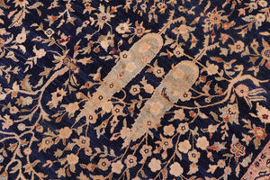 handmade Transitional Kashan Drk. Blue Dark Gold Hand Knotted RECTANGLE 100% WOOL area rug 8x10