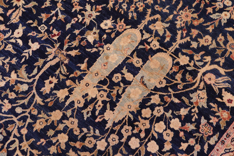 handmade Transitional Kashan Drk. Blue Dark Gold Hand Knotted RECTANGLE 100% WOOL area rug 8x10