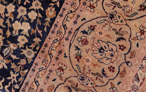 handmade Transitional Kashan Drk. Blue Dark Gold Hand Knotted RECTANGLE 100% WOOL area rug 8x10