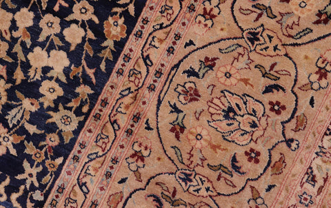 handmade Transitional Kashan Drk. Blue Dark Gold Hand Knotted RECTANGLE 100% WOOL area rug 8x10
