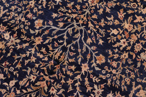 handmade Transitional Kashan Drk. Blue Dark Gold Hand Knotted RECTANGLE 100% WOOL area rug 8x10