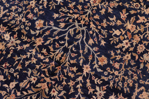 handmade Transitional Kashan Drk. Blue Dark Gold Hand Knotted RECTANGLE 100% WOOL area rug 8x10