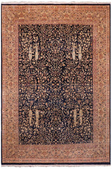 Traditional Kashan Inger Drk. Blue Dark Gold Hand Knotted Area rugs 8 x 10