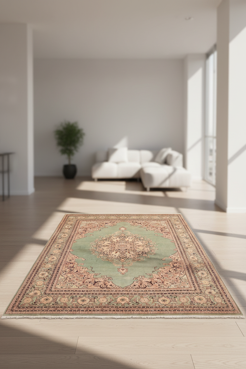 handmade Traditional  Lt. Green Lt. Green Hand Knotted RECTANGLE 100% WOOL area rug 8x10