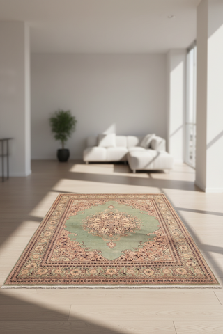 handmade Traditional  Lt. Green Lt. Green Hand Knotted RECTANGLE 100% WOOL area rug 8x10