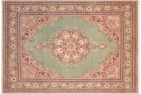 handmade Traditional  Lt. Green Lt. Green Hand Knotted RECTANGLE 100% WOOL area rug 8x10